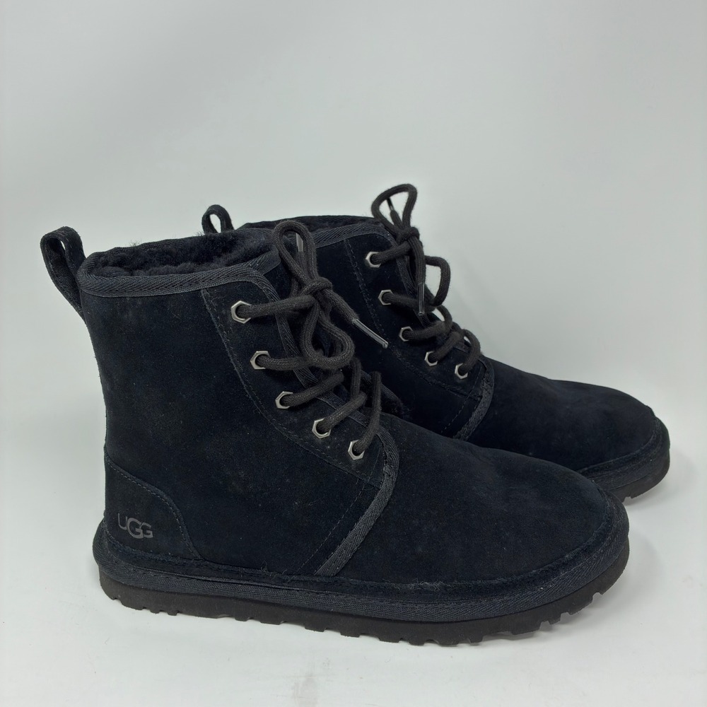 UGG Neumel High 1120728 Women's Size 8 Black Suede Sheepskin Lace Up Boots